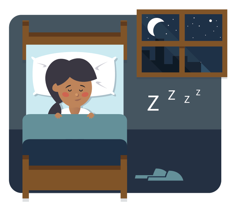 Graphic of student asleep in bed
